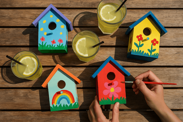 Knutselen vogelhuisje schilderen