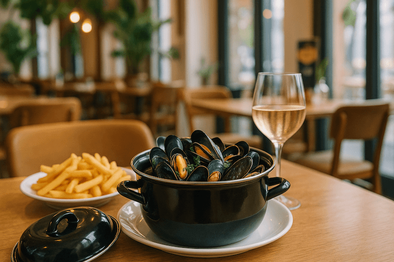 Mosselen eten bij Buurten in de gaard